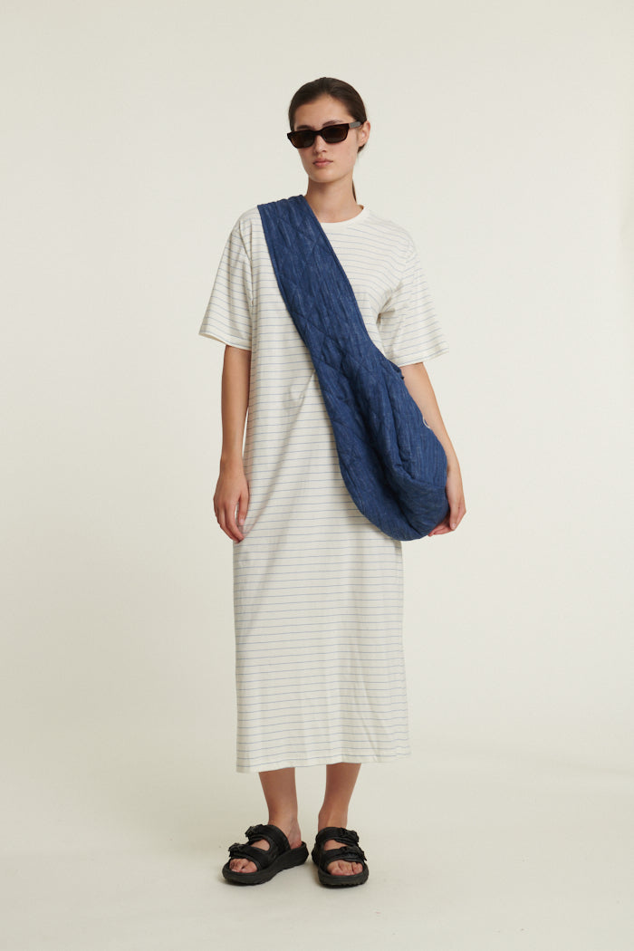 Basic Apparel Raja Striped Dress Kjoler 758 Quiet harbor / Whisper white